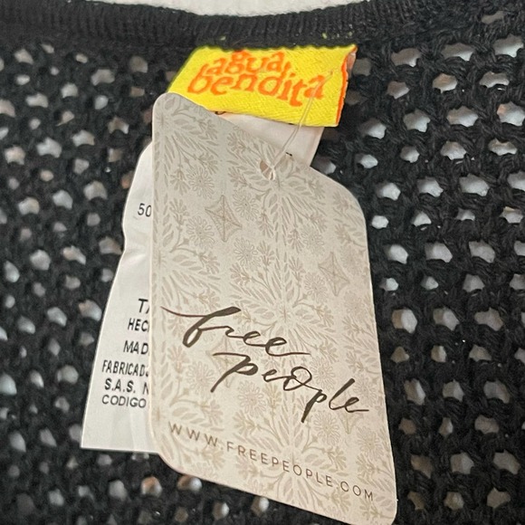 Agua Bendita Free People Colaboration Brit Sunshower Crop Top Tank Black Size S - Picture 11 of 12